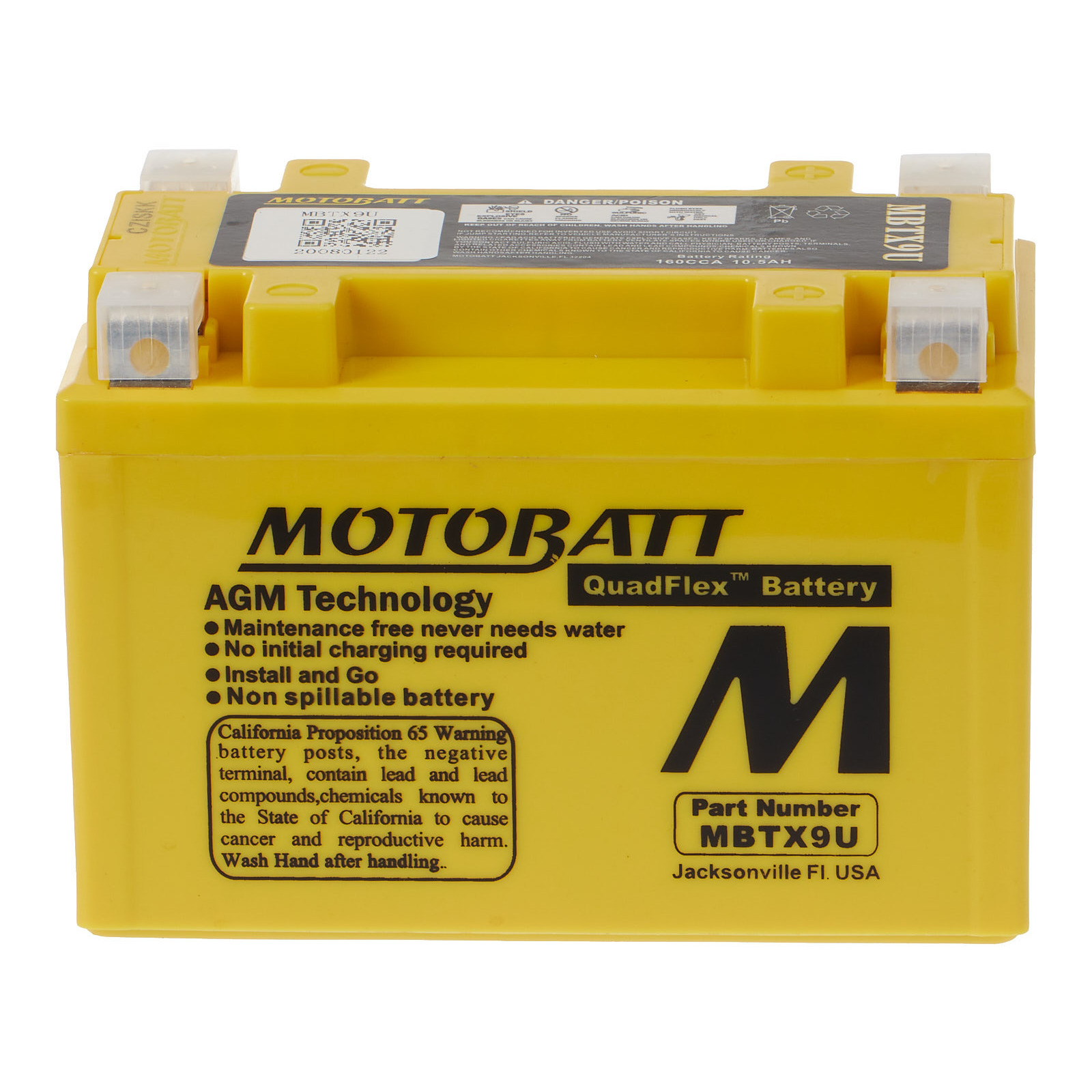 Motobatt Battery Quadflex Agm Mbtx9u 2255