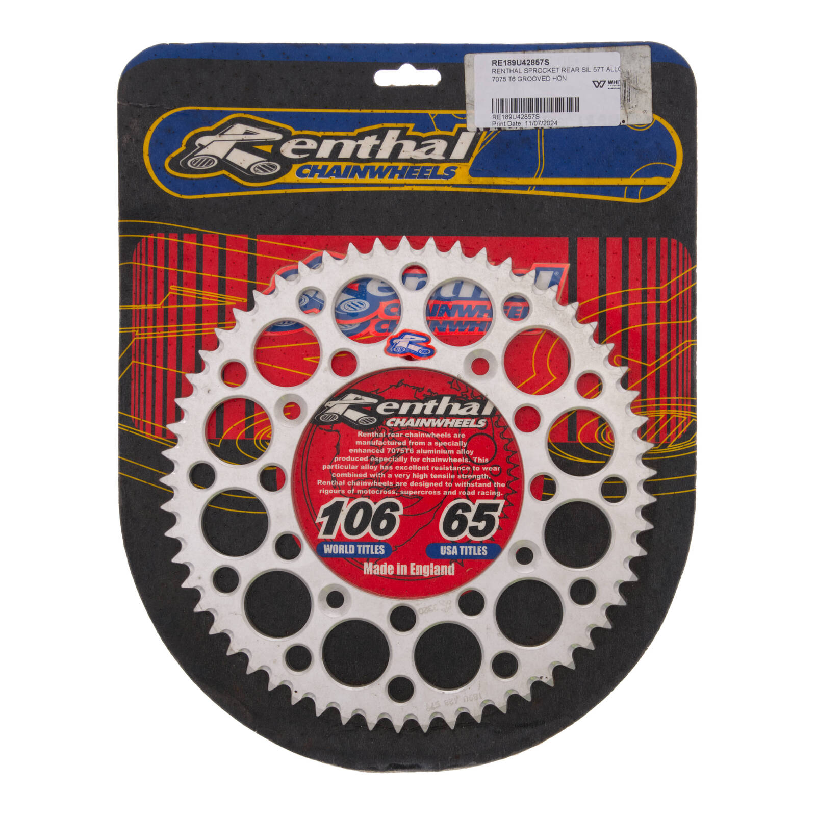 Renthal Sprocket Rear Black 49T Alloy 7075 T6 Grooved main image 1