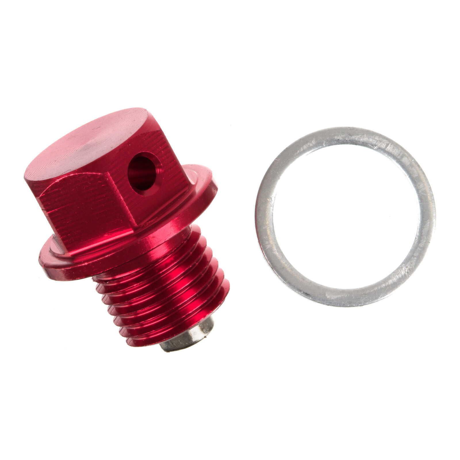 Whites Magnetic Sump Plug M12 x 10 x 1.25 - Red — Bike Torque